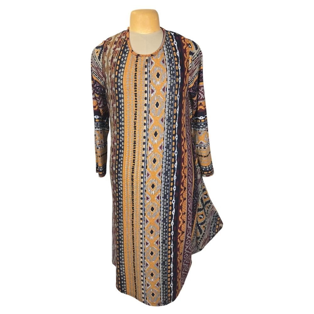 Zanzea Collection XXL Stretch Geometric Swing Dress Boho Tribal‎ Aztec Lagenlook